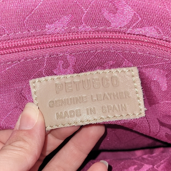 Petusco leather Tan and White Shoulder Bag with Woven Detail - Picture 10 of 10